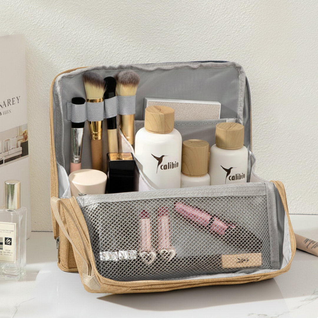 LUNETTE™ – メイクアップをすっきり収納できるポーチ (Beige)