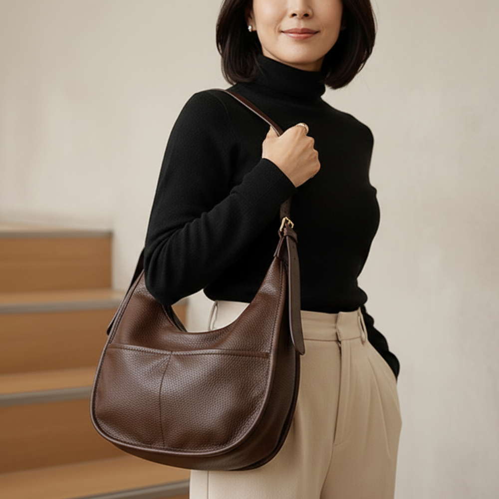 LUNAIRE™ – 大容量PUレザークロワッサンバッグ