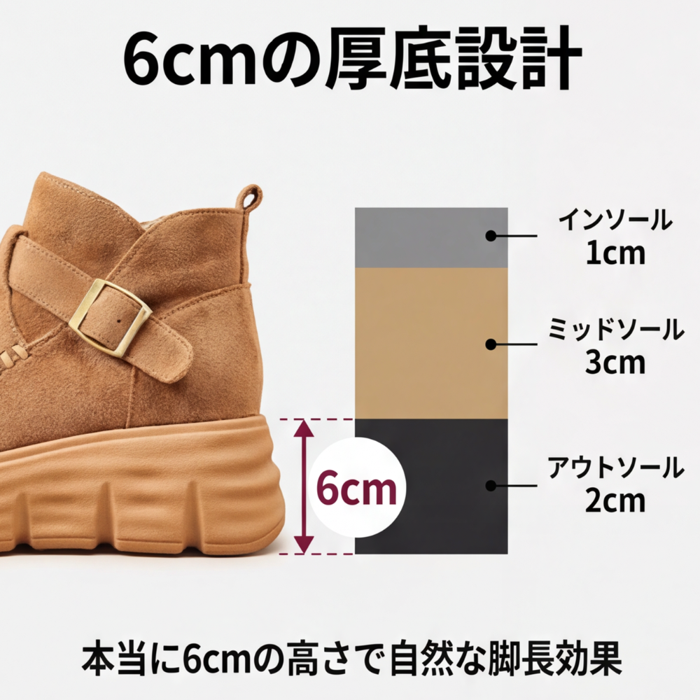 MIYORA™ - 軽量スエード厚底ブーツ（6cmヒールアップ）