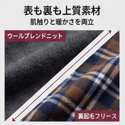 MIYORA™ - メンズ立ち襟ニット（裏起毛・リバーシブル）