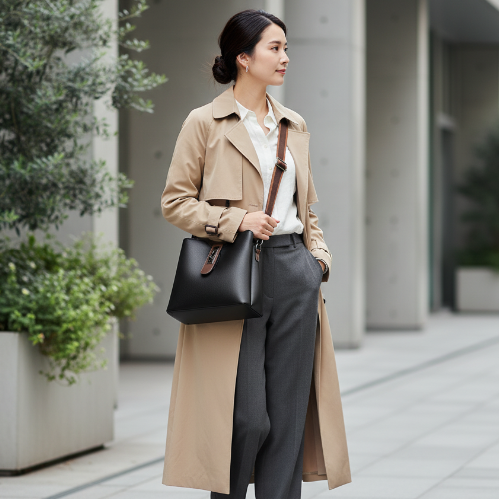 LEVORIA™ – レトロ栃木レザー製バケットバッグ