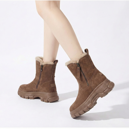 NUKURA™ – 4cm身長アップ ラビットファー アンクルブーツ