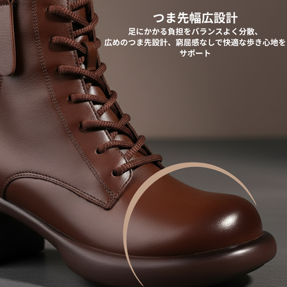 ALTEZZA™ – レトロ調 裏起毛ブーツ 5cm身長アップ