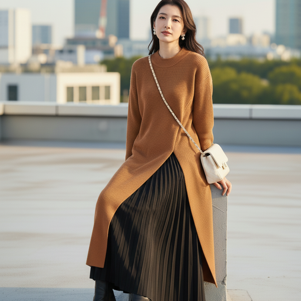 LAYARA™ – アーキテクチュラルスプリットニットドレス