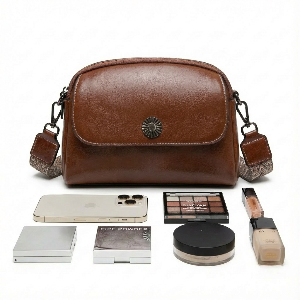 LUNELLE™ – 多機能コンパートメント本革カウハイドレザーショルダーバッグ