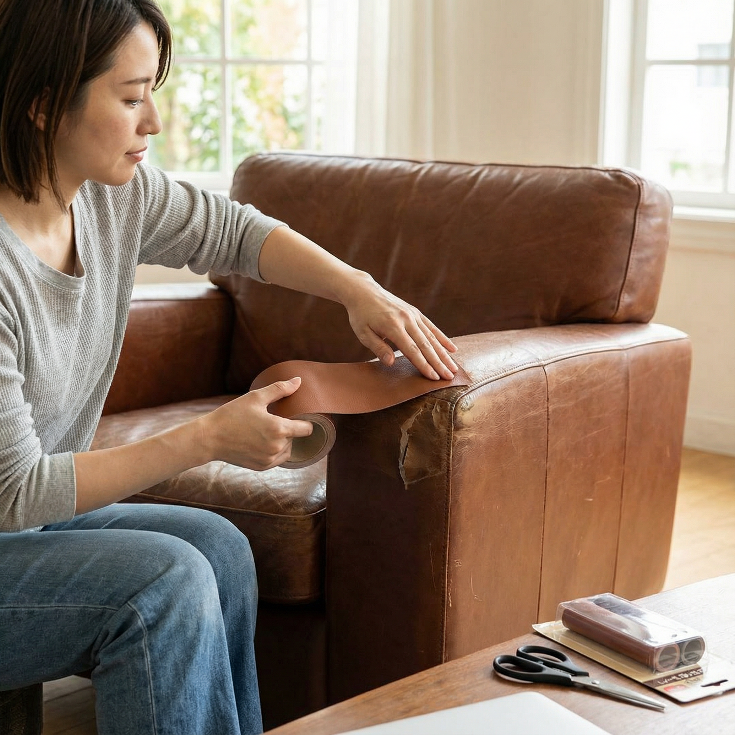 MIYORA™ 貼るだけ簡単レザー補修シート