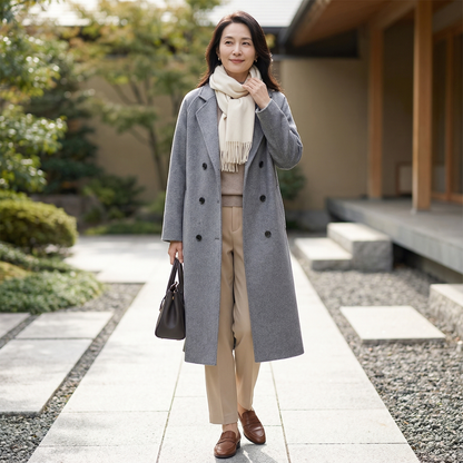 CASCARA™ – 洗練ダブルレイヤーウールコート