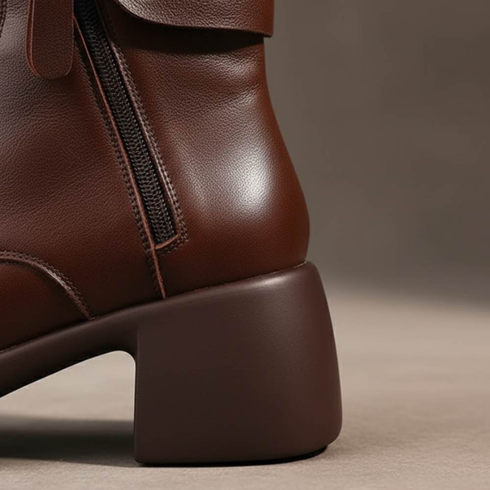 ALTEZZA™ – レトロ調 裏起毛ブーツ 5cm身長アップ