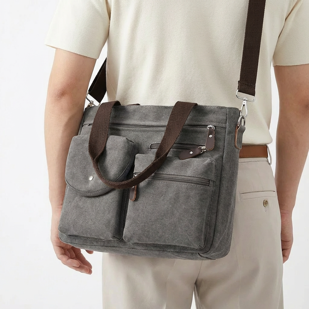CIVELA™ – マルチポケット キャンバス メッセンジャーバッグ