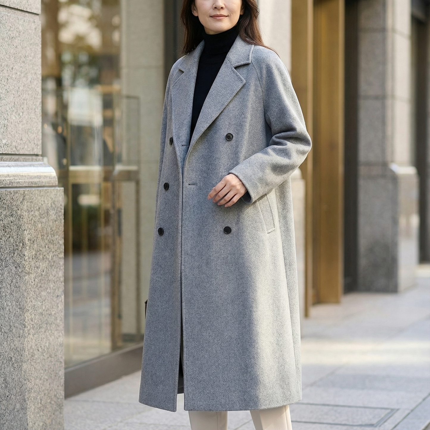 CASCARA™ – 洗練ダブルレイヤーウールコート