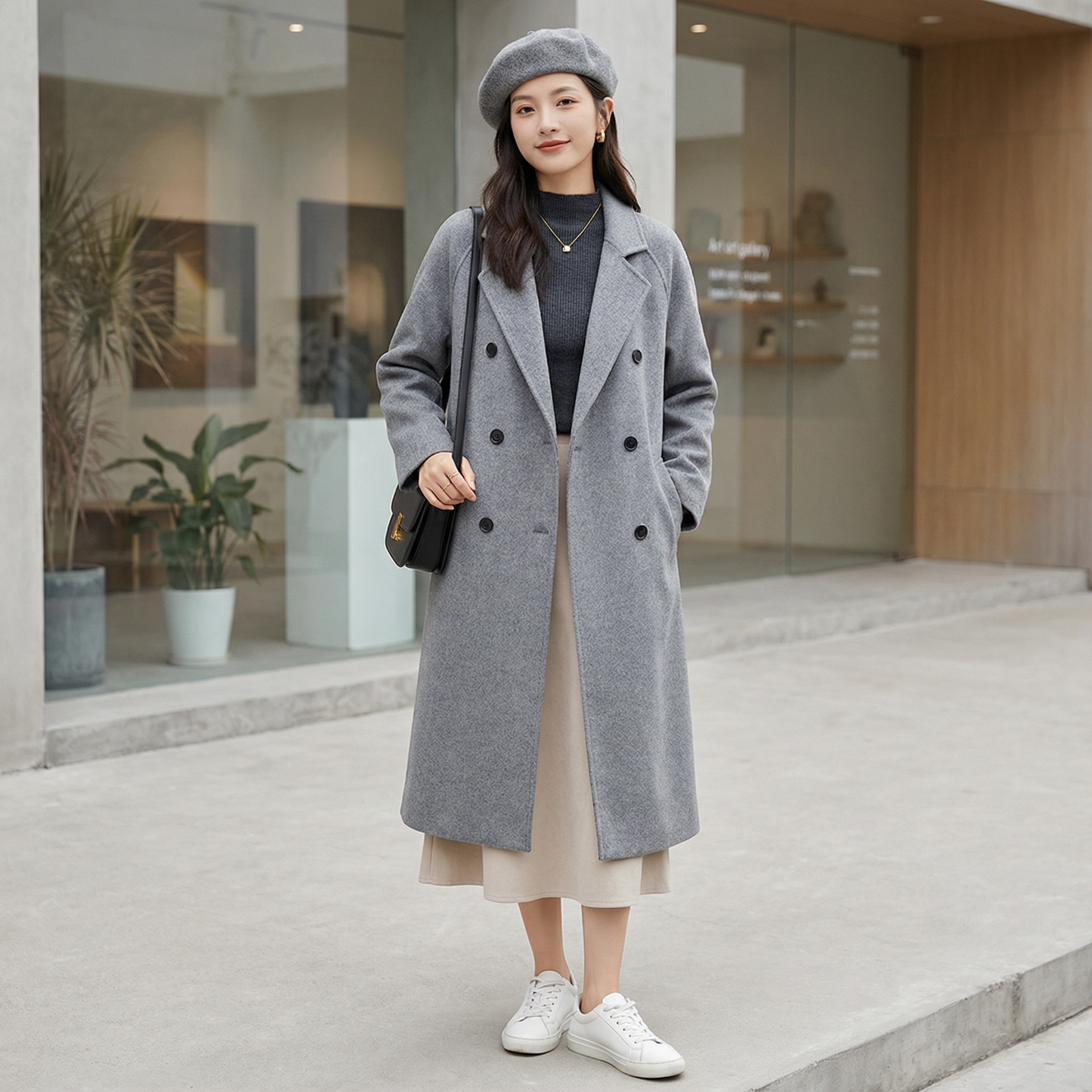 CASCARA™ – 洗練ダブルレイヤーウールコート