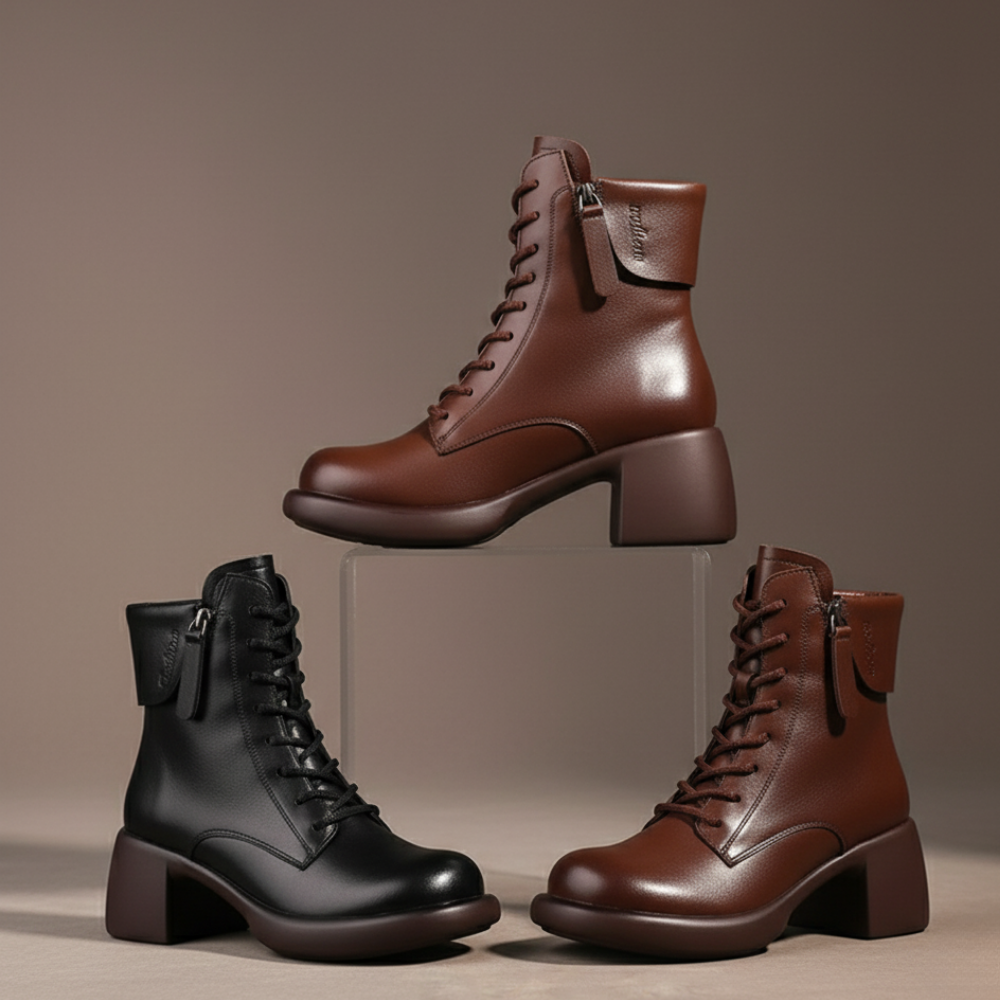 ALTEZZA™ – レトロ調 裏起毛ブーツ 5cm身長アップ