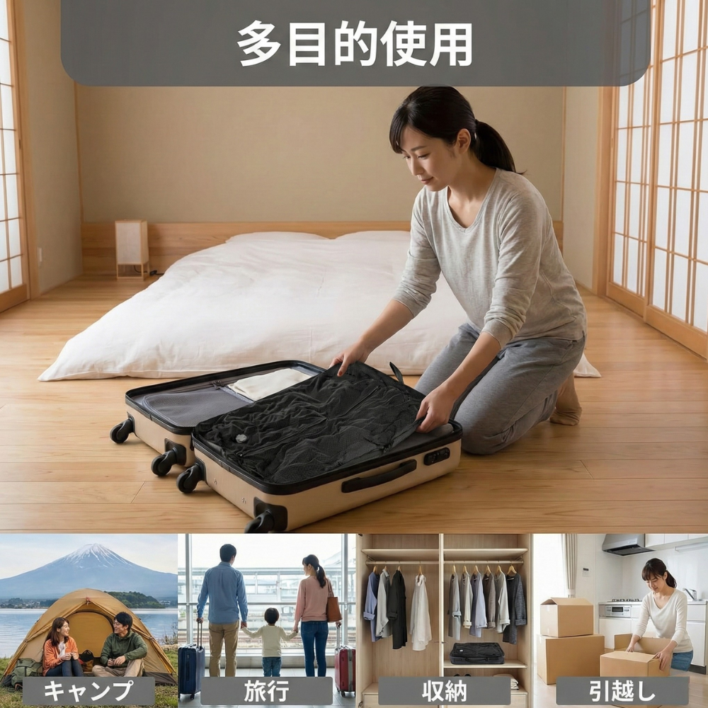SPACEPAQ™ – 防水圧縮トラベルバッグ（2枚セット＋電動ポンプ付き）