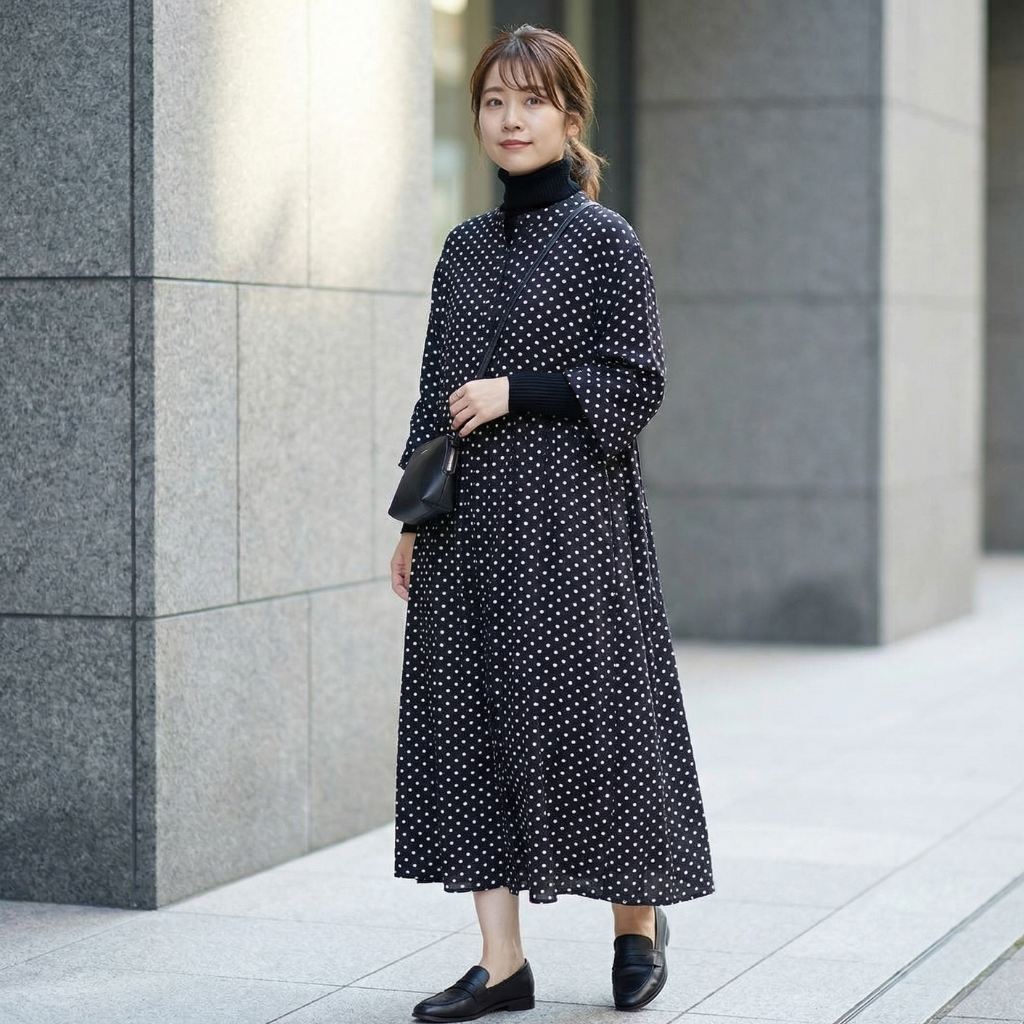 KIRARI™ – 多用途ドット柄マキシワンピース