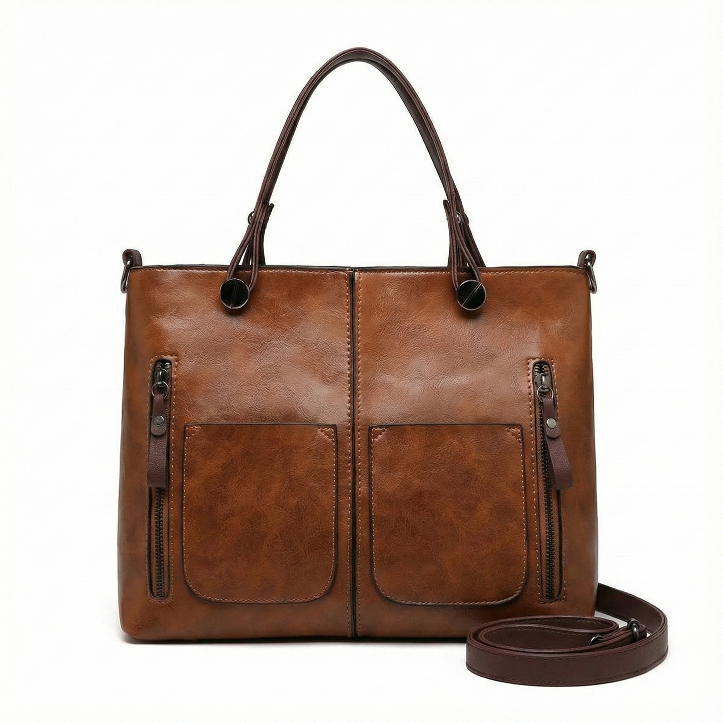 BELLARA™ ヴィンテージ調PUレザーショルダーバッグ