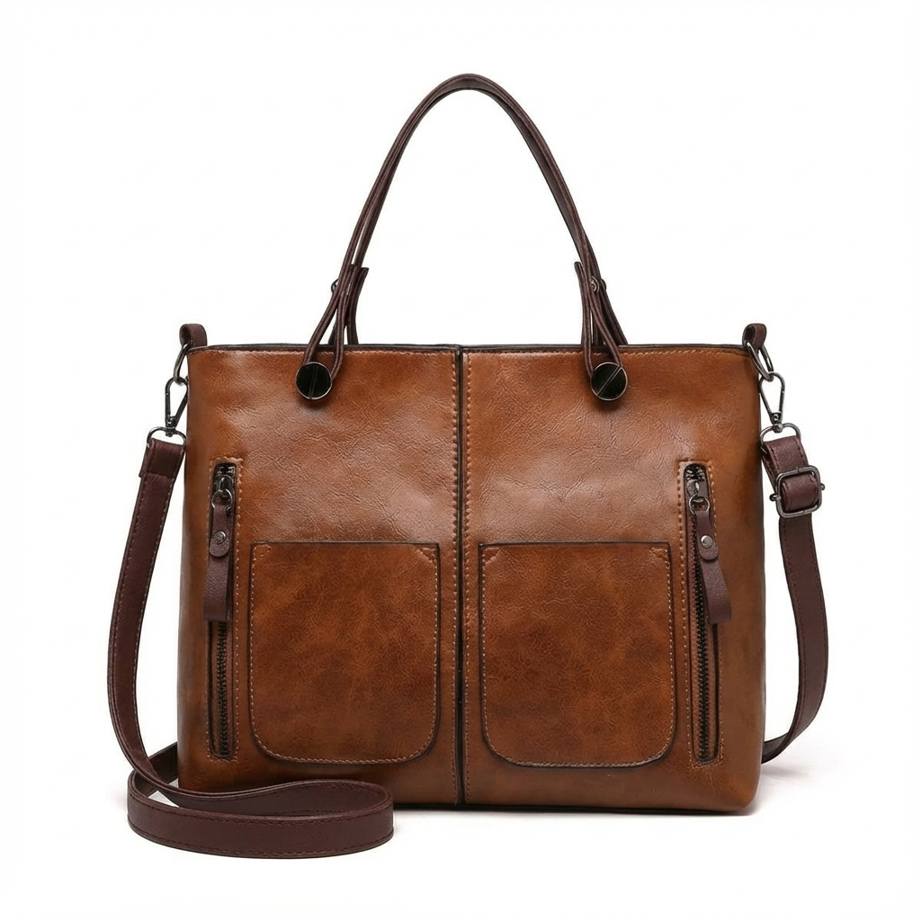 BELLARA™ ヴィンテージ調PUレザーショルダーバッグ