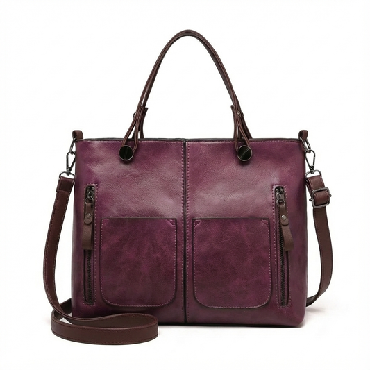 BELLARA™ ヴィンテージ調PUレザーショルダーバッグ