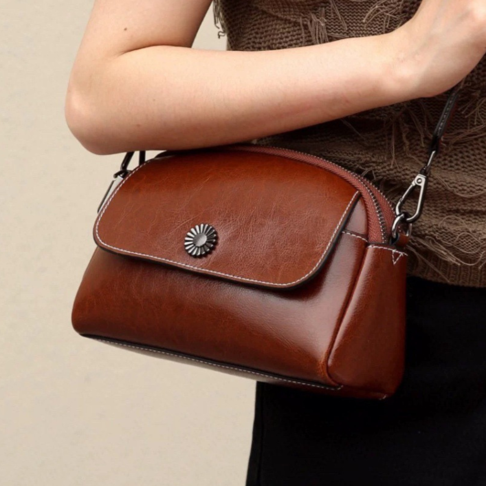 LUNELLE™ – 多機能コンパートメント本革カウハイドレザーショルダーバッグ