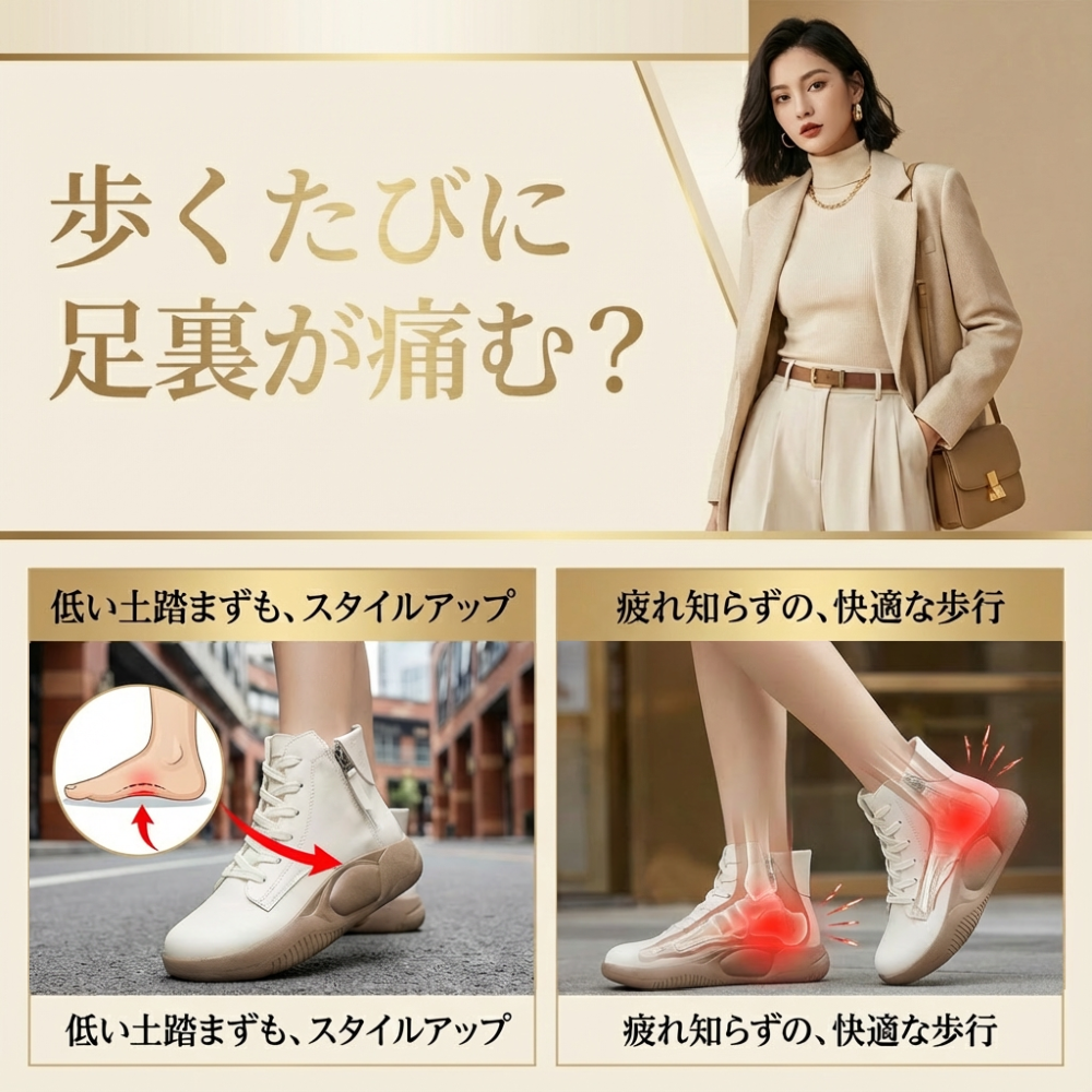 LUMINA™ – サイドジップハイカットスニーカー (4cmアップ）
