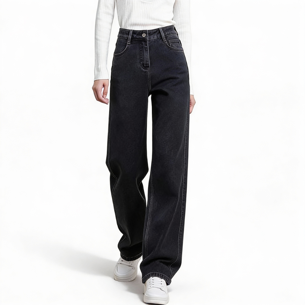 DENORA™ – 裏起毛ストレートデニムパンツ