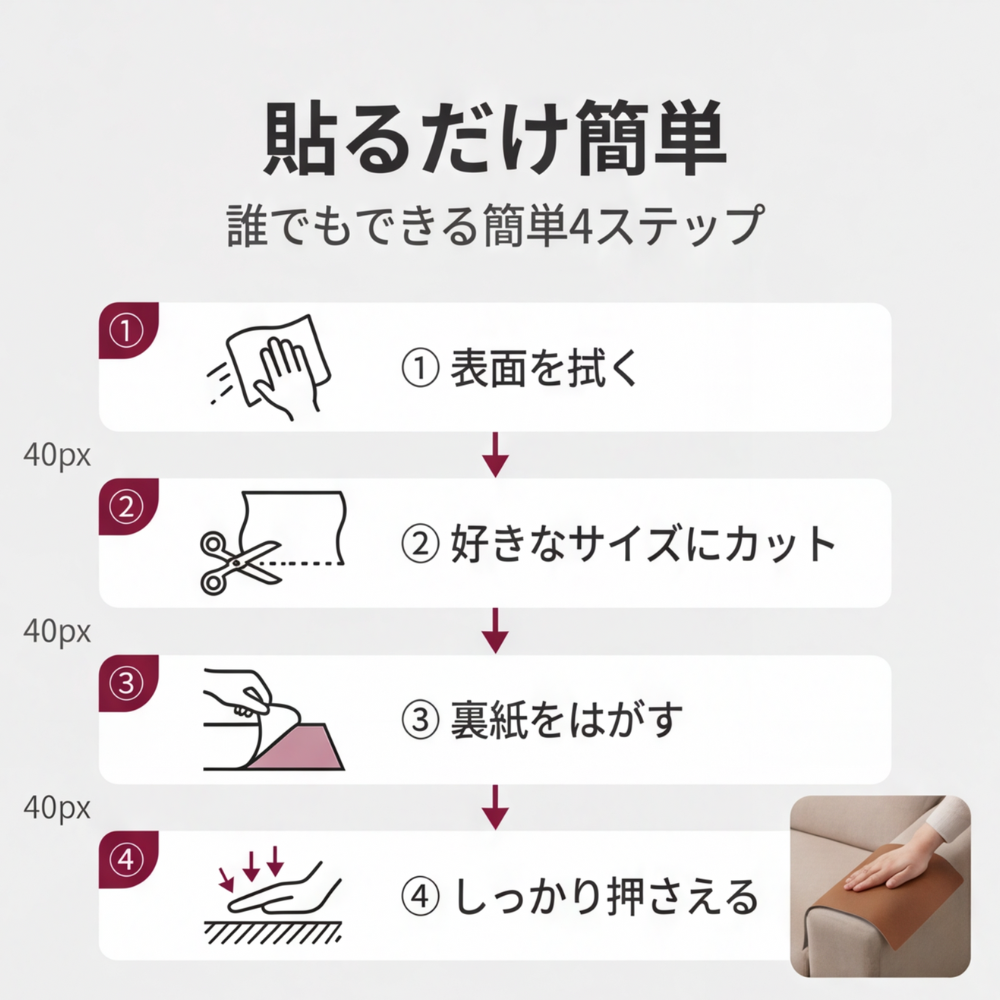 MIYORA™ 貼るだけ簡単レザー補修シート