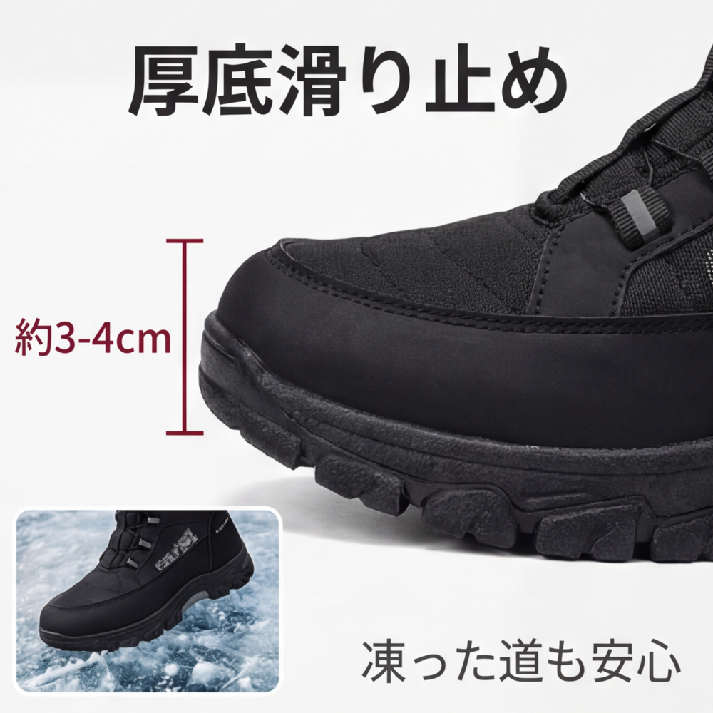 MIYORA™ メンズ ダイヤル式スノーブーツ（防寒・防滑）