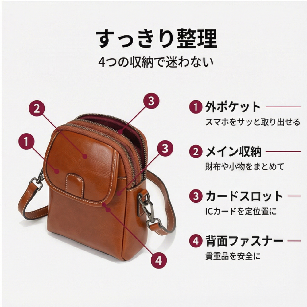 MIYORA™ 本革ミニショルダーバッグ