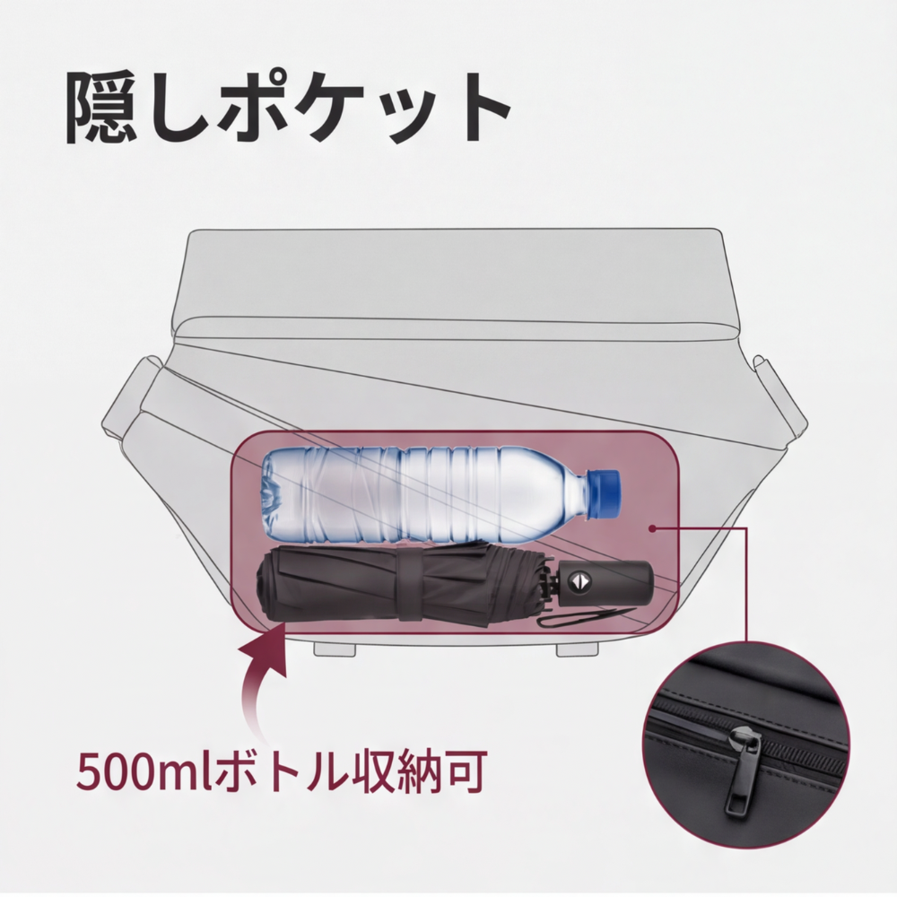 MIYORA™ 大容量メンズスリングバッグ（隠しポケット付き）