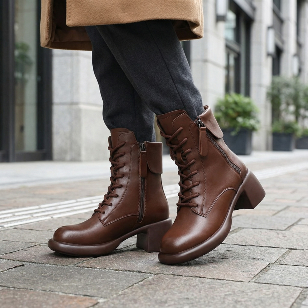 ALTEZZA™ – レトロ調 裏起毛ブーツ 5cm身長アップ