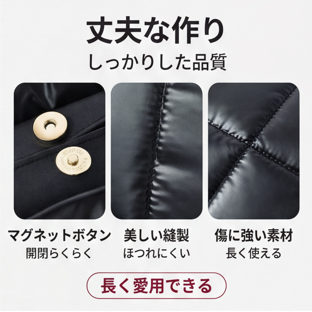 MIYORA™ 軽量キルトトートバッグ（大容量・撥水加工）