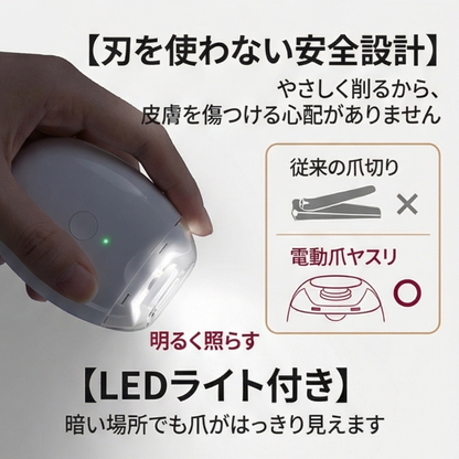 MIYORA™ 赤ちゃんにも安心な電動爪切り（LED付き）