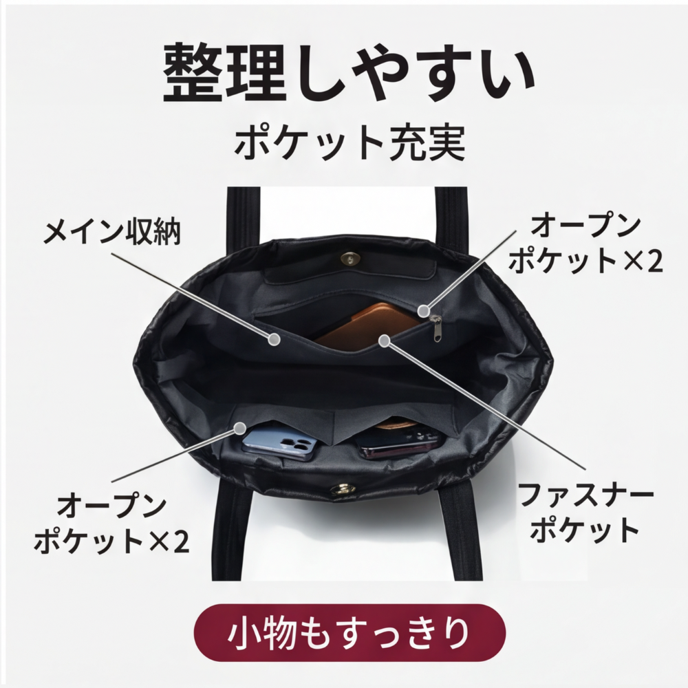 MIYORA™ 軽量キルトトートバッグ（大容量・撥水加工）