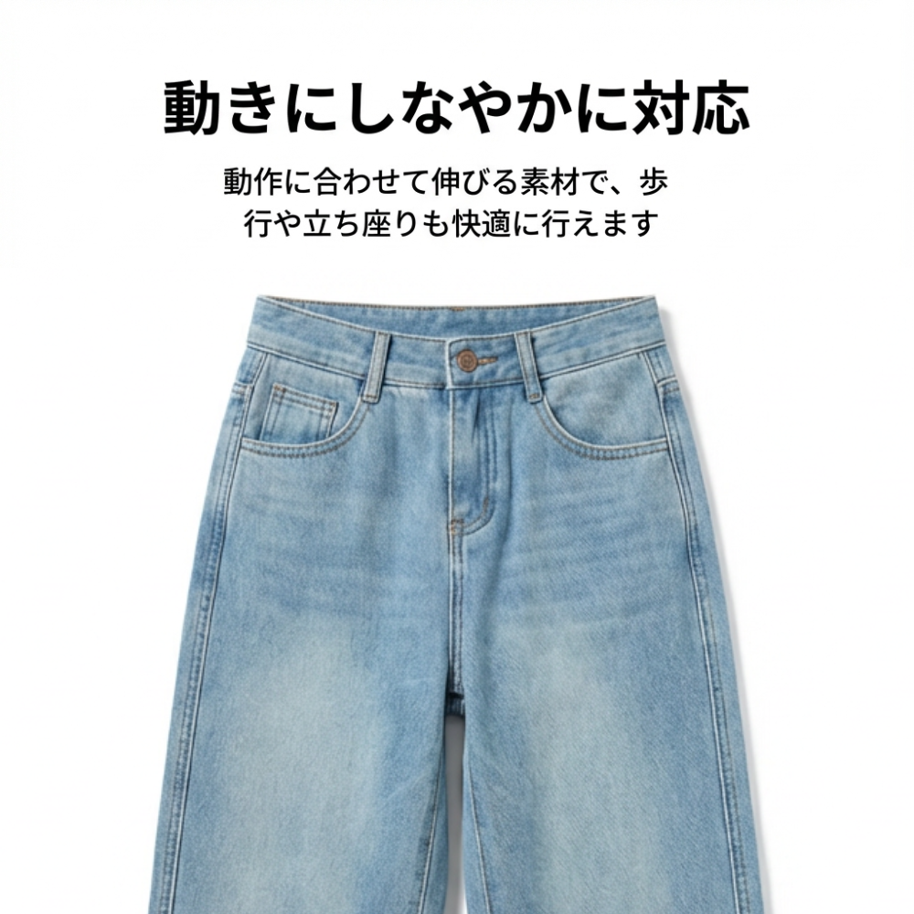 DENORA™ – 裏起毛ストレートデニムパンツ