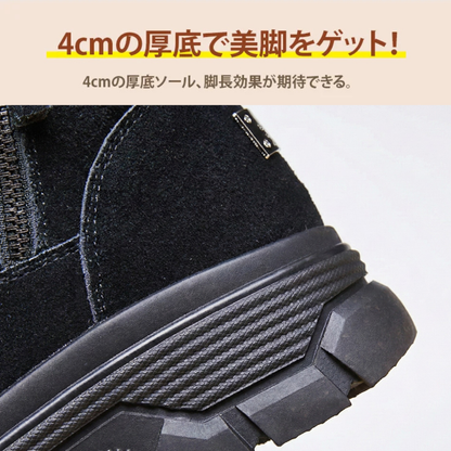 NUKURA™ – 4cm身長アップ ラビットファー アンクルブーツ