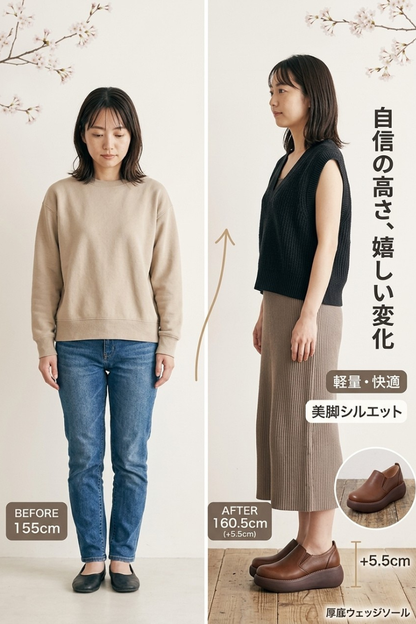 MIYORA™ 厚底らくちんスリッポン（幅広対応）