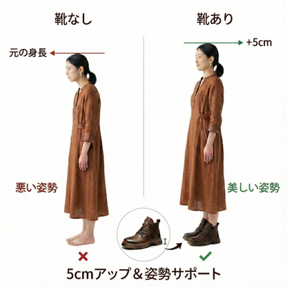 ELEVARA™ – 5cm厚底本革ブーツ