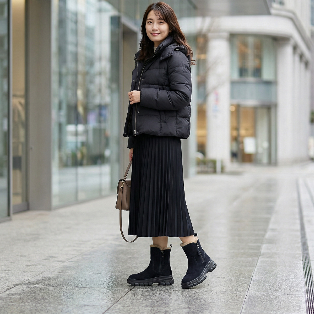 NUKURA™ – 4cm身長アップ ラビットファー アンクルブーツ