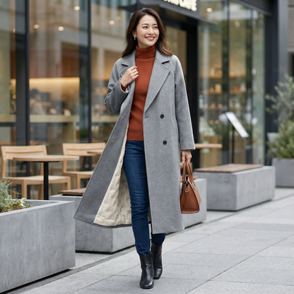 CASCARA™ – 洗練ダブルレイヤーウールコート