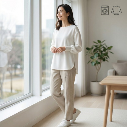 ESSENTA™ – 長袖ラウンドネックトップ