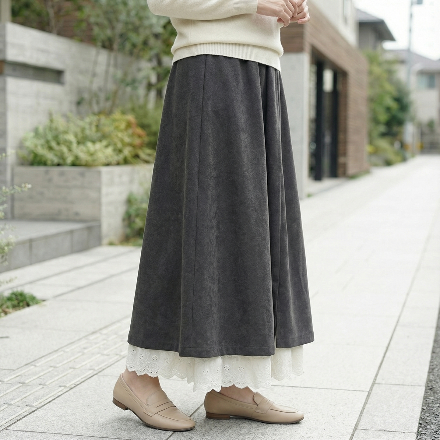 KOKOCHI™ – レース裾付きワイドレッグインナーパンツ