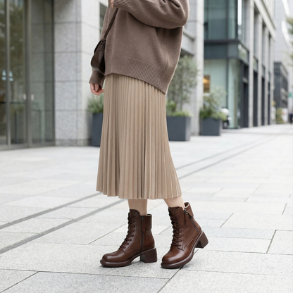 ALTEZZA™ – レトロ調 裏起毛ブーツ 5cm身長アップ