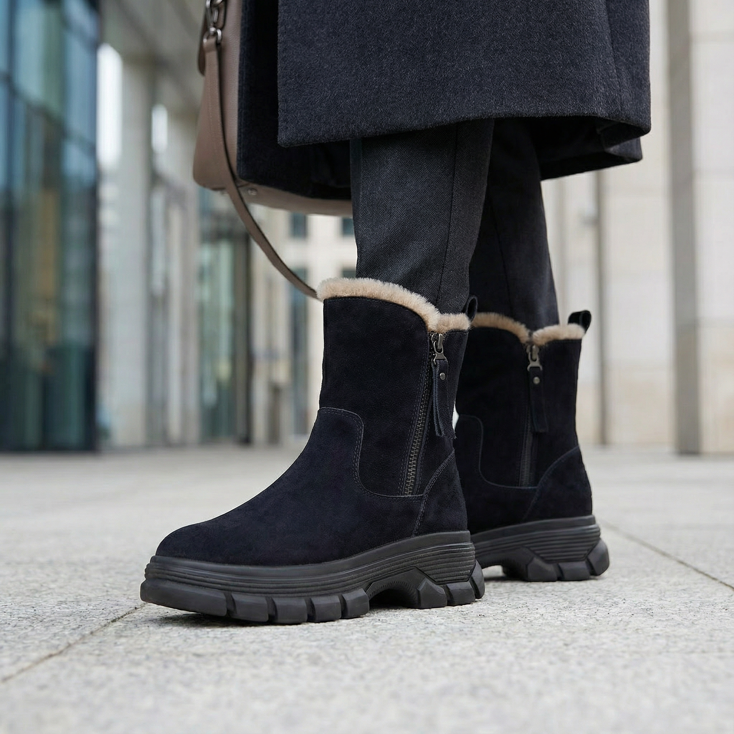 NUKURA™ – 4cm身長アップ ラビットファー アンクルブーツ