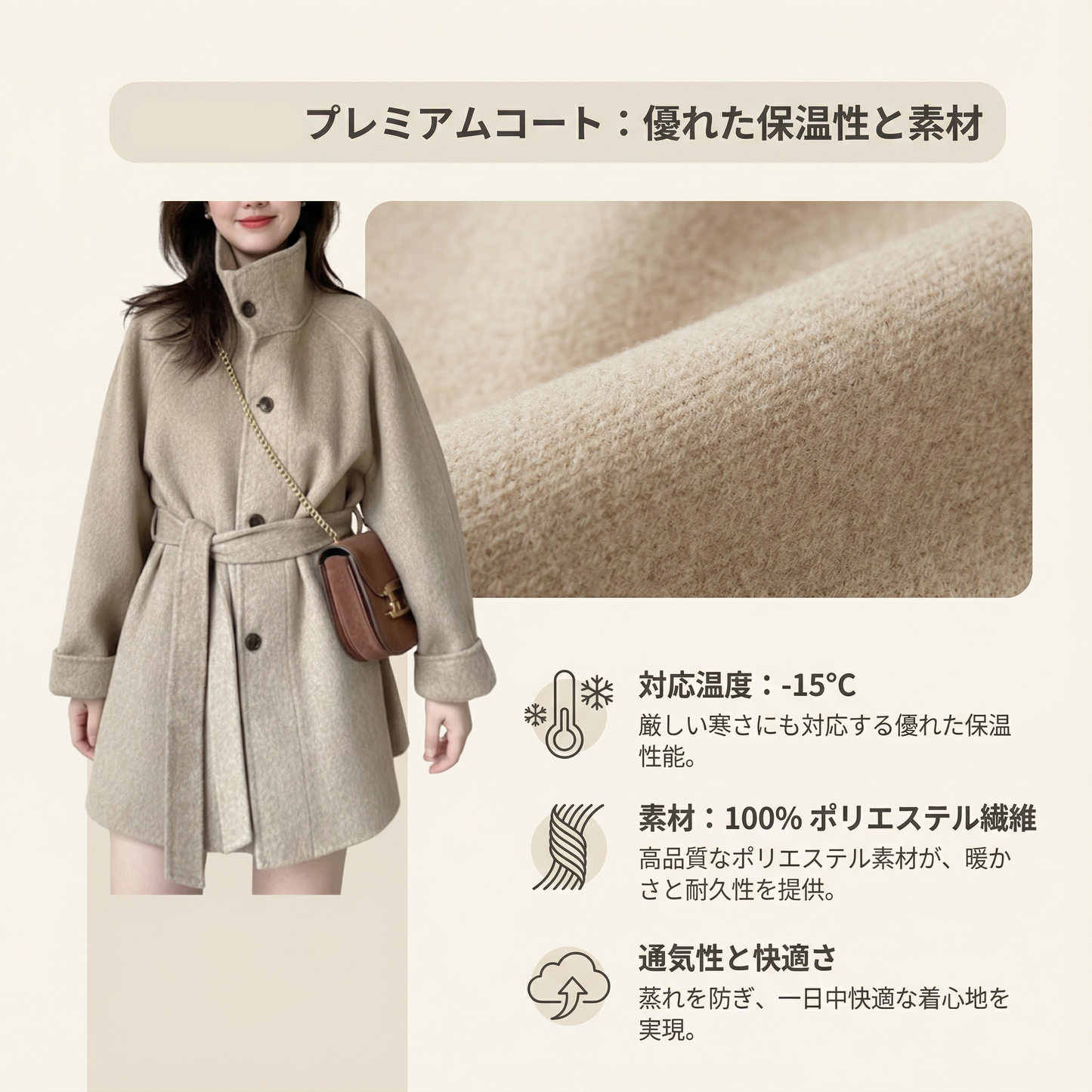 AURELINE™ – スタンドカラーコート（美しいシルエットでスタイルアップ）