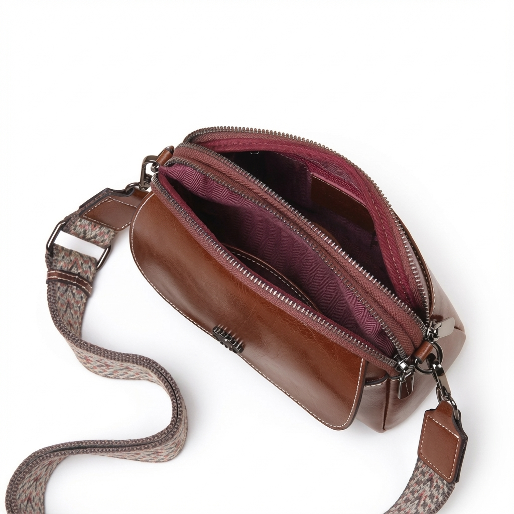 LUNELLE™ – 多機能コンパートメント本革カウハイドレザーショルダーバッグ