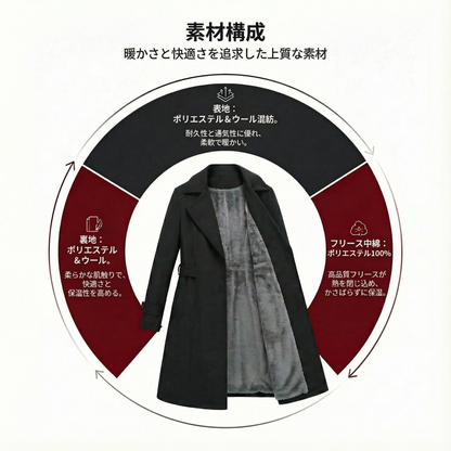 SILHOUETTA™ – ポリエステル繊維裏起毛スリムトレンチコート