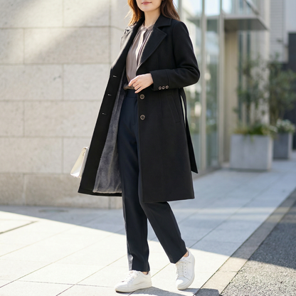 SILHOUETTA™ – ポリエステル繊維裏起毛スリムトレンチコート