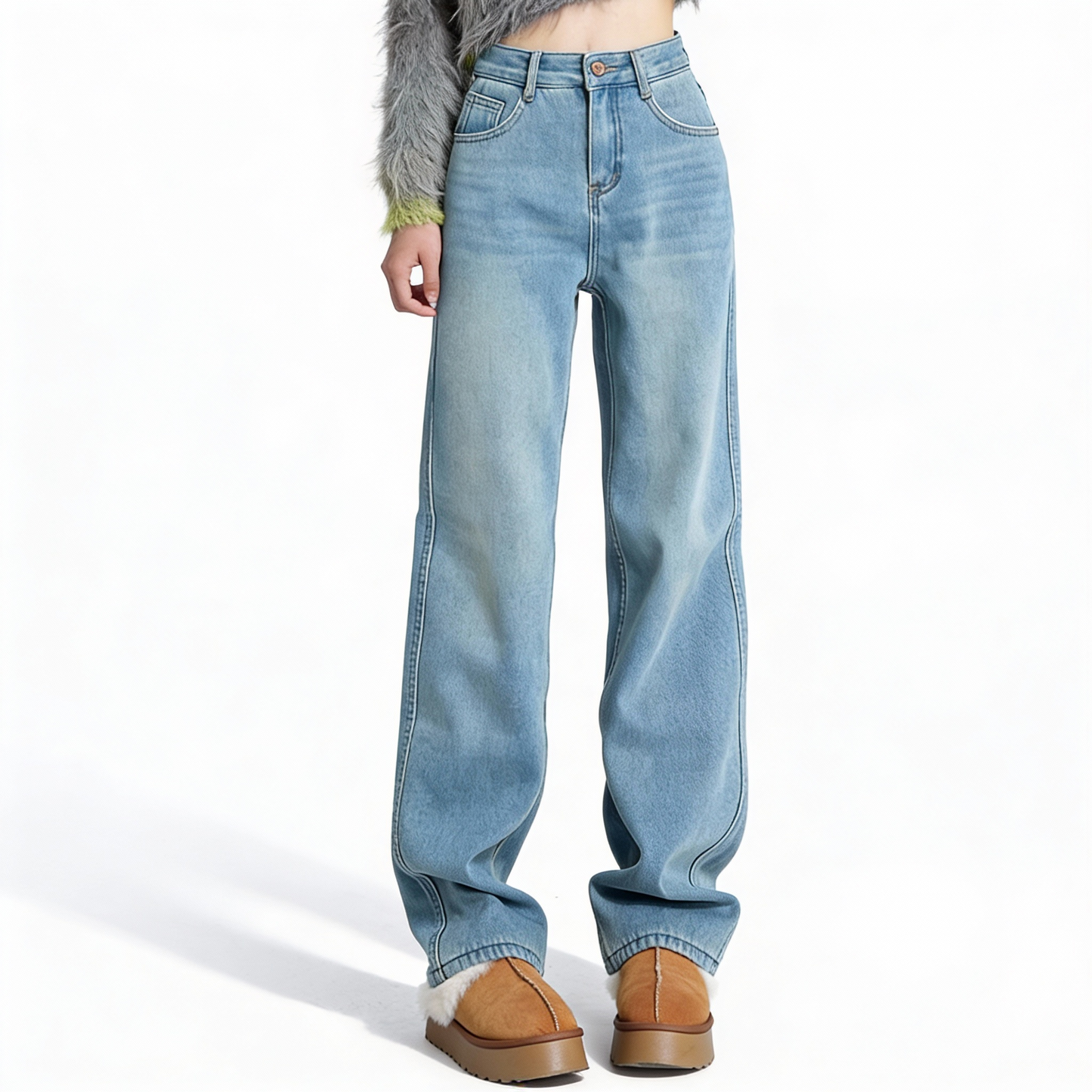 DENORA™ – 裏起毛ストレートデニムパンツ