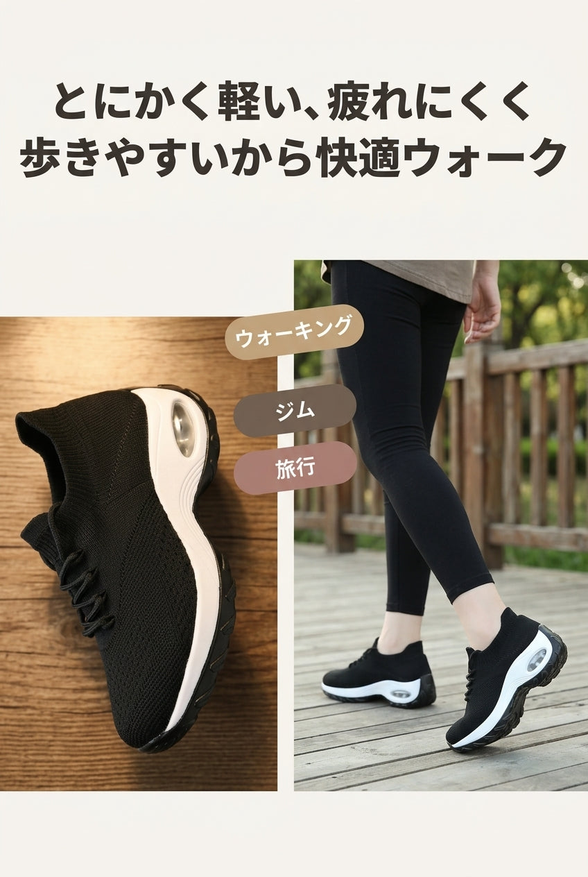 MIYORA™ 歩いても疲れにくい厚底スニーカー