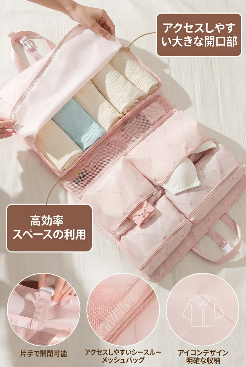 MIYORA™ 旅行がラクになる衣類整理ポーチ
