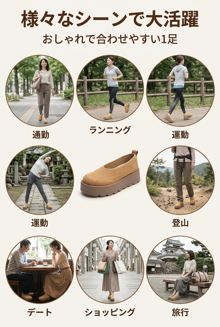 MIYORA™ さっと履けるクッション厚底スリッポン